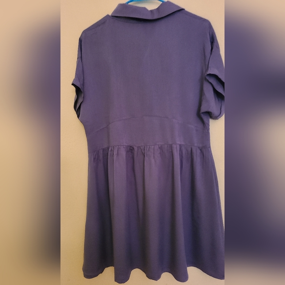 NWT Symphony Women's Light Blue Short Sleeve Button Up Dress - Size Large - Picture 6 of 8